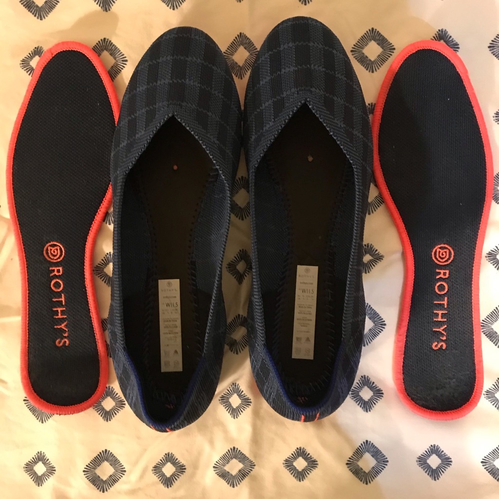 Rothy's Indigo Gingham Flats